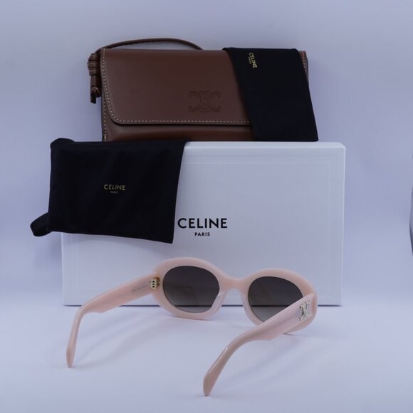 Celine CL40194U 74B Sunglasses Pink Oval Frame, Grey Lenses - Picture 12 of 13